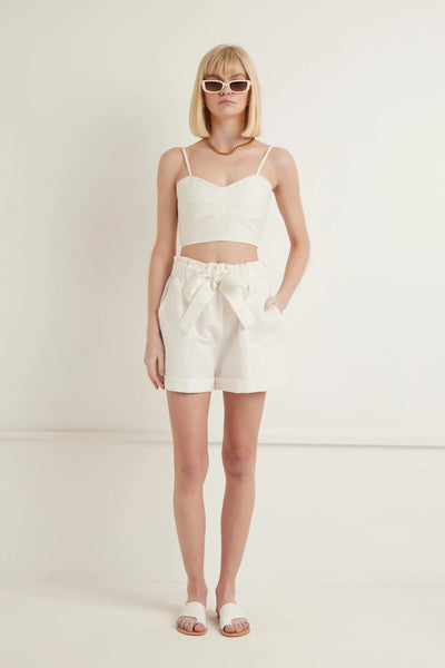 ZERAFIMA ISLAND PAPER BAG LINEN WHITE SHORTS