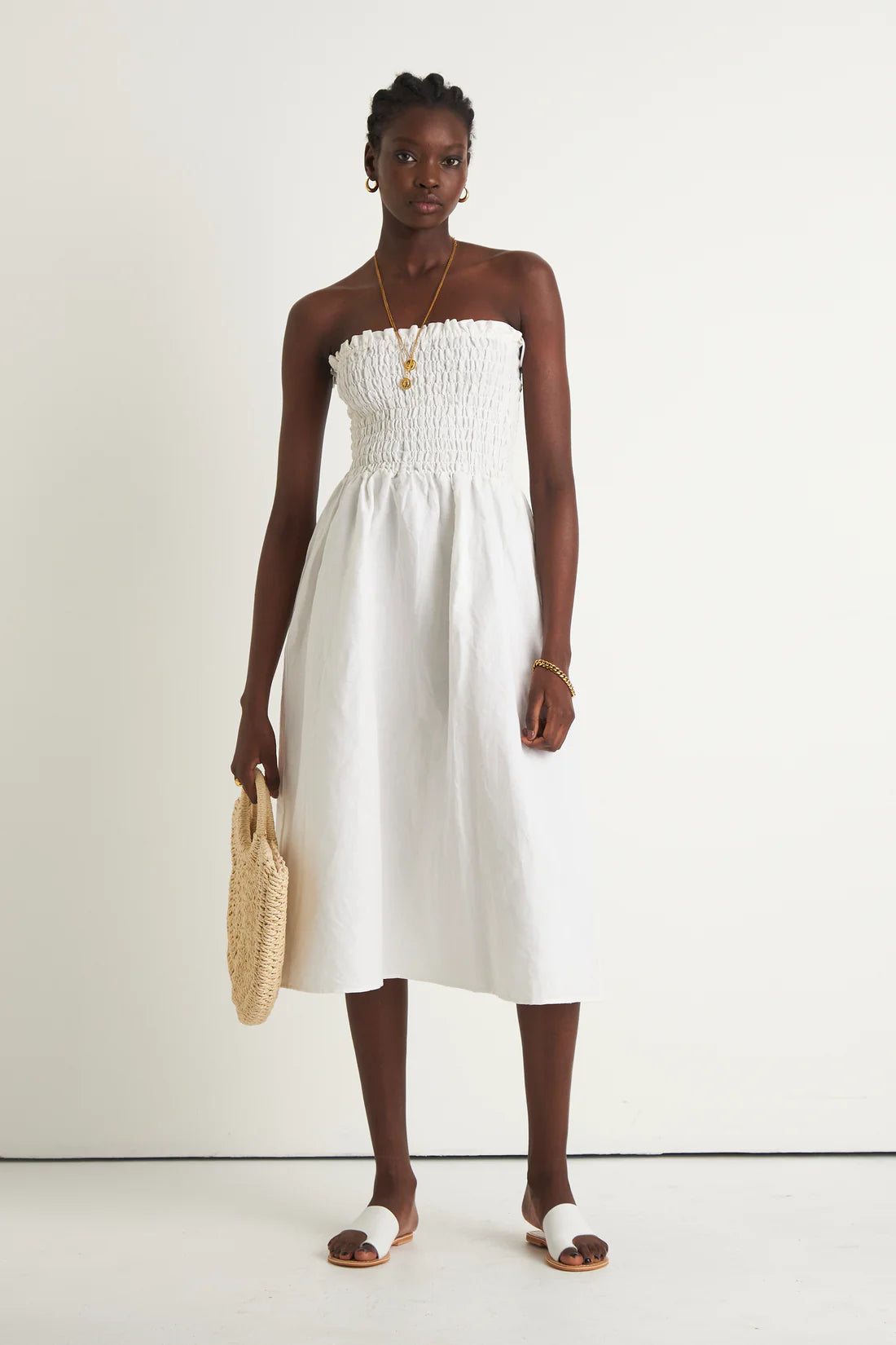 ZERAFIMA GRASSLANDS BODICE DRESS WHITE COTTON DRESS LINEN SET AUSTRALIAN LABEL