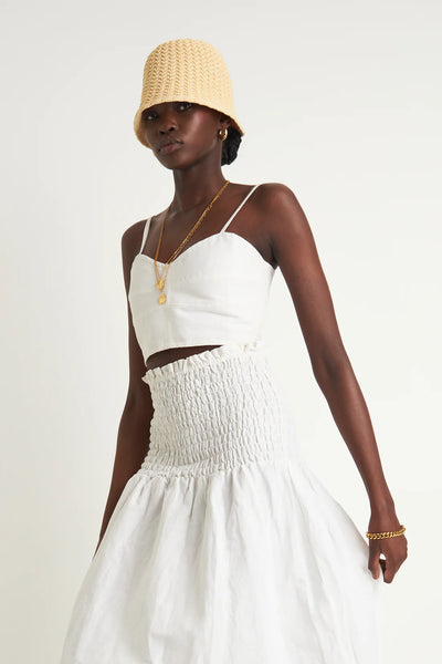 ZERAFIMA GRASSLANDS BODICE DRESS WHITE COTTON DRESS LINEN SET AUSTRALIAN LABEL