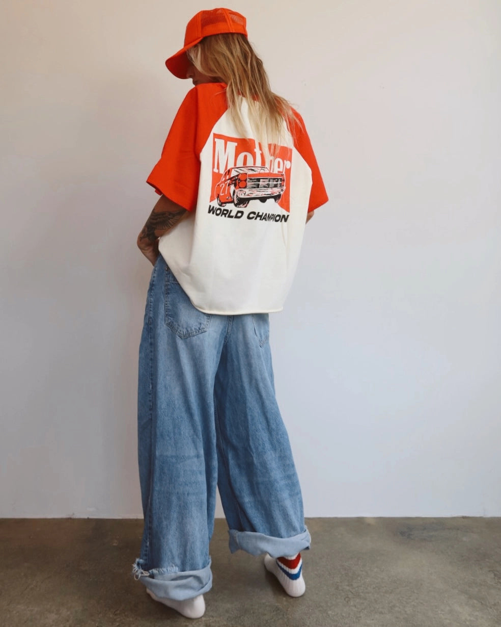 HAPPY LITTLE MOTHER | WORLD CHAMPION MOTHER OVERSIZED RAGLAN TEE