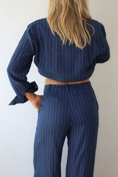 THE LINE BY BABY LEMONADE SLOAN LINEN  PANT NAVY STRIPE