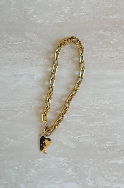 Ti Amo Chain Necklace by Nikki Ross in 18k gold-plated sterling silver with removable Ti Amo pendant on chunky 48cm 