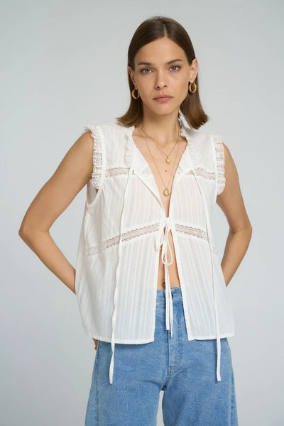 LILYA JUPITER LACE TOP WHITE