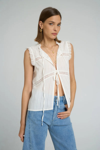 LILYA JUPITER LACE TOP WHITE