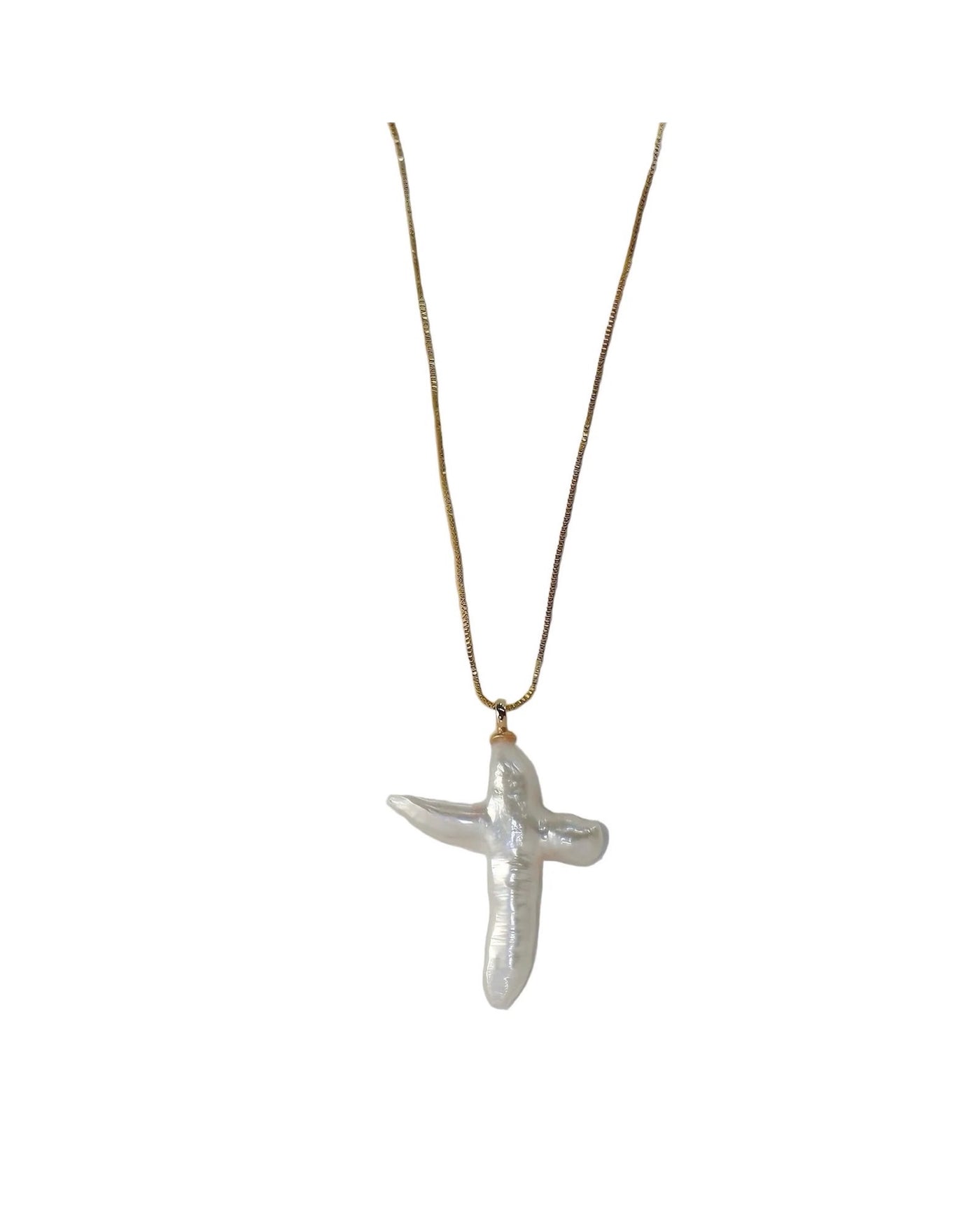 ZAYA COLLECTIVE LITA PEARL CROSS  NECKLACE  GOLD | BABY LEMONADE STORE