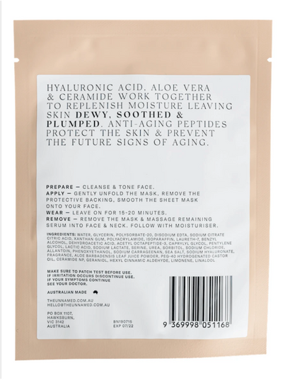 HYDRATING & ANTI AGING SHEET MASK ~ THE UNNAMED
