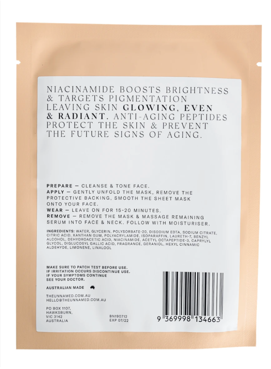 BRIGHTENING & ANTI AGING SHEET MASK ~ THE UNNAMED
